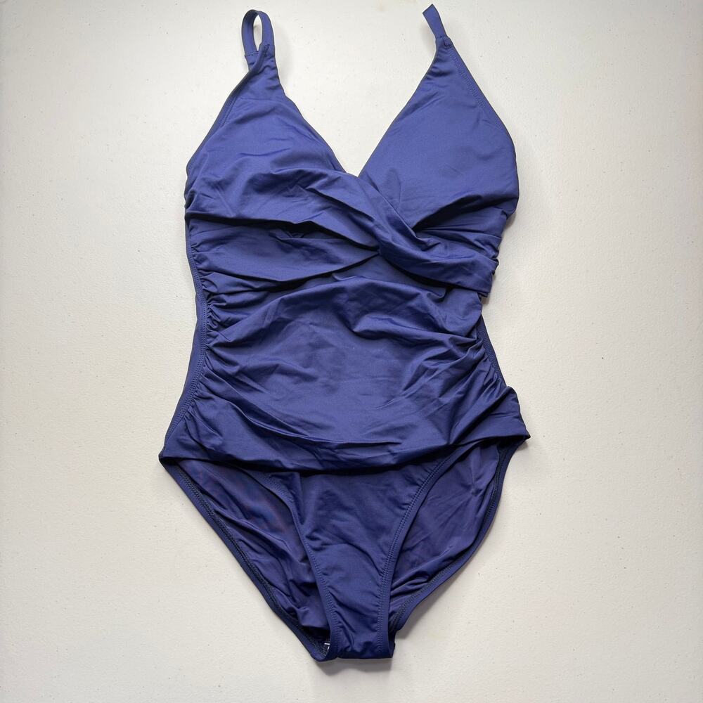 NWOT Tommy Bahama Pearl Wrap-Front One-Piece Swimsuit Navy Blue Size S